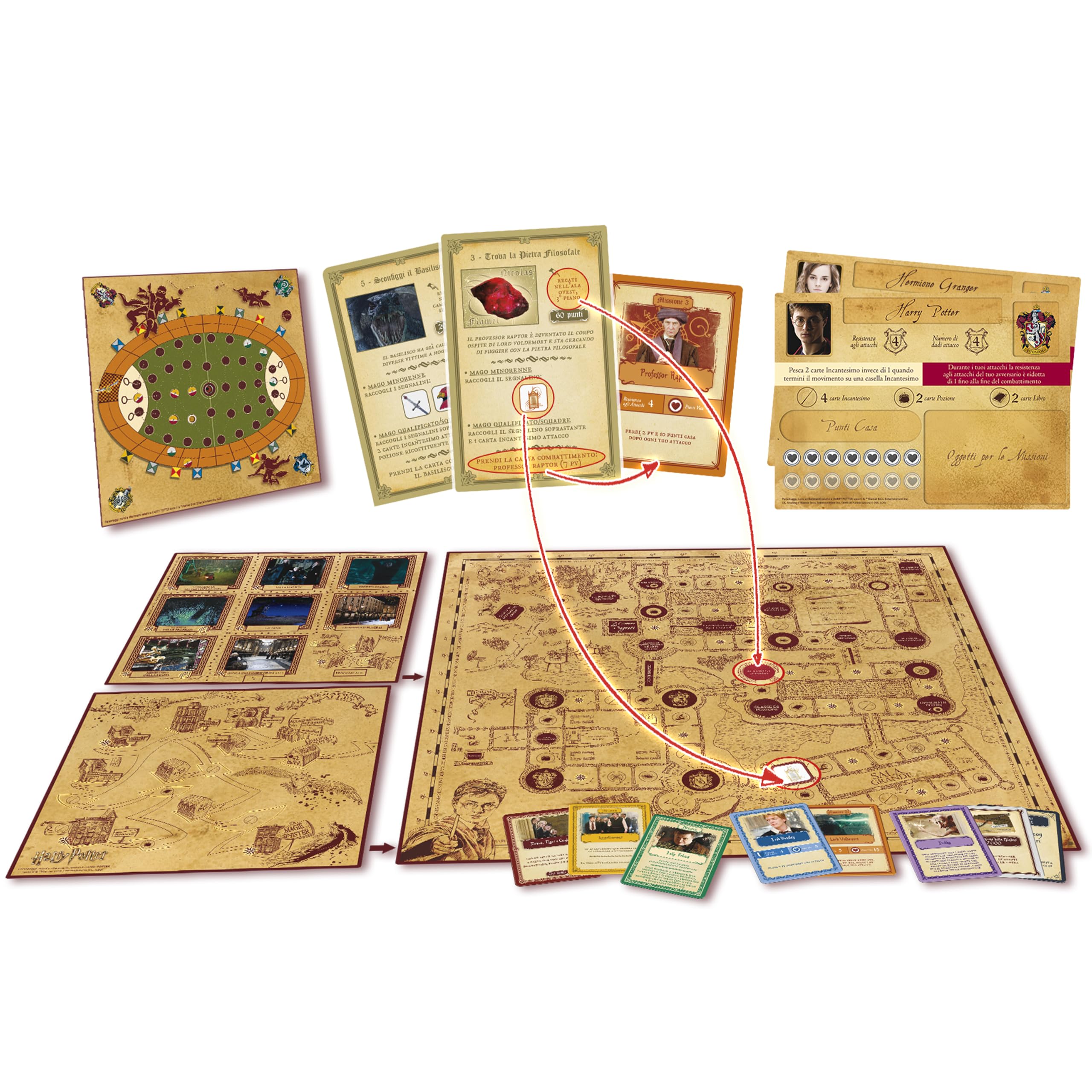 Asmodee – HARRY POTTER: UN ANNO A HOGWARTS – Gioco da Tavolo Competitivo | Gioco da Tavola di Duelli e Combattimenti tra Casate di Hogwarts – 1-8 Giocatori – 7+ Anni – 30-60 Minuti – Edizione Italiana