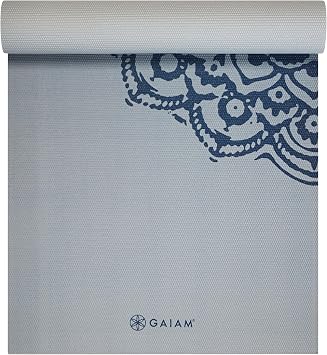 Gaiam Premium Yoga Mat, 6mm Thick Print Mat