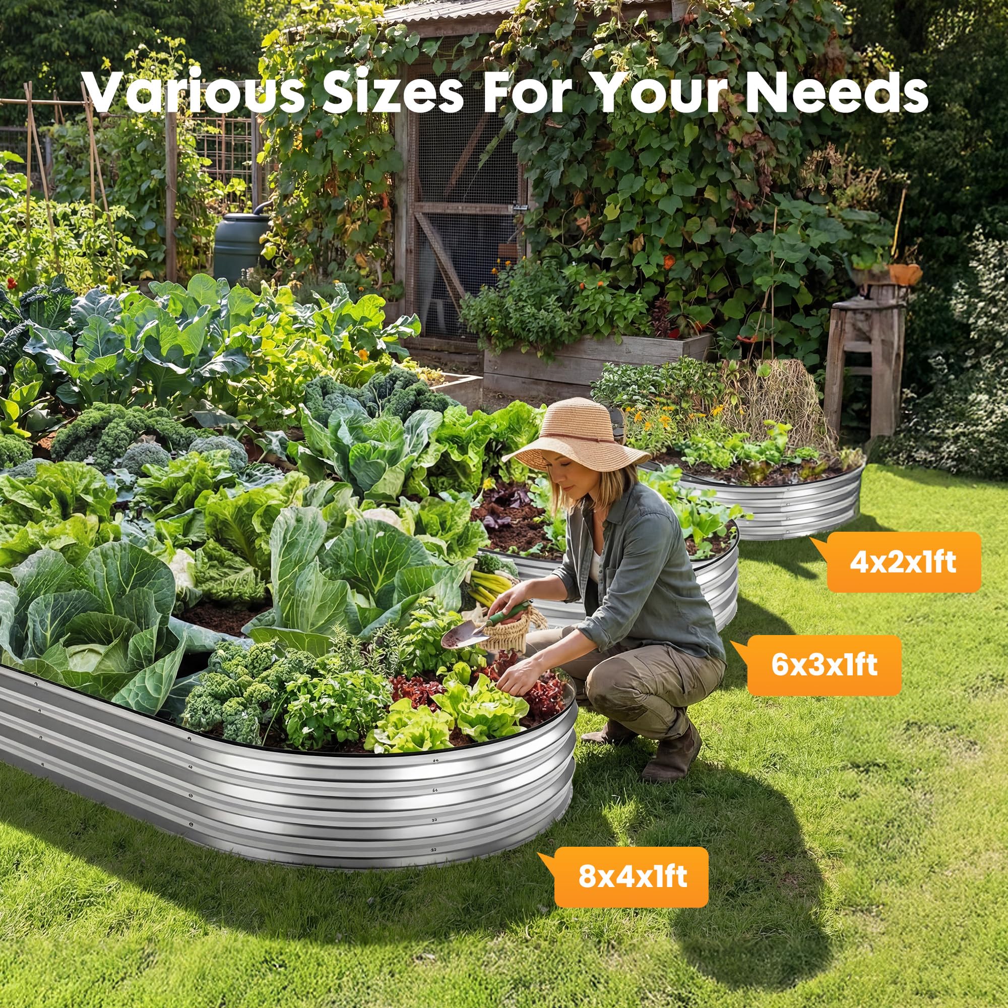 Sweetcrispy Raised Garden Bed - 4x2ft Planter -5