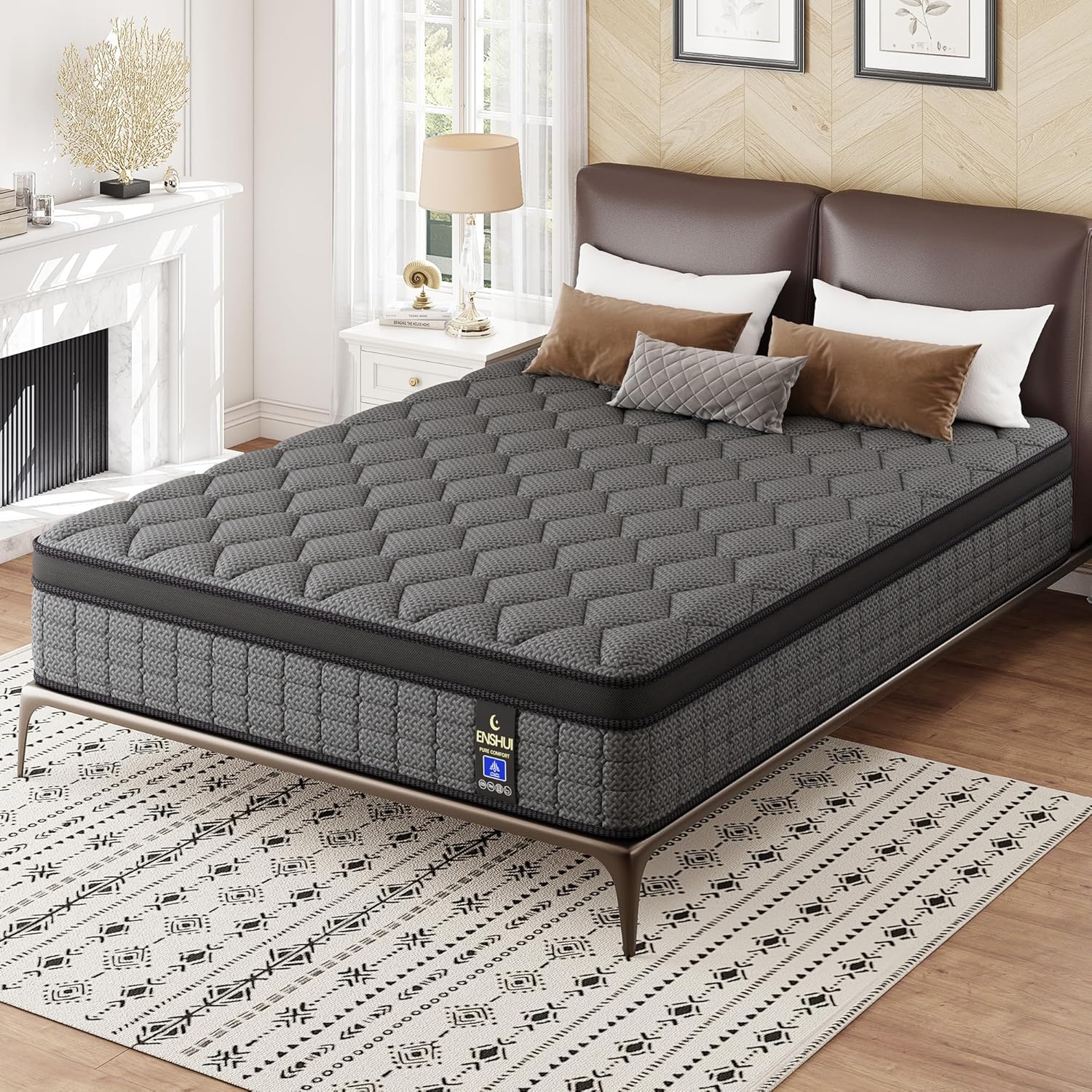 ENSHUI Twin Mattress,12 Inch Hybrid Mattress in a Box，Medium Firm Mattresses with Gel Memory Foam & Pocket Springs, Pressure Relief, Cooling,Edge Support, 100 Night Trial