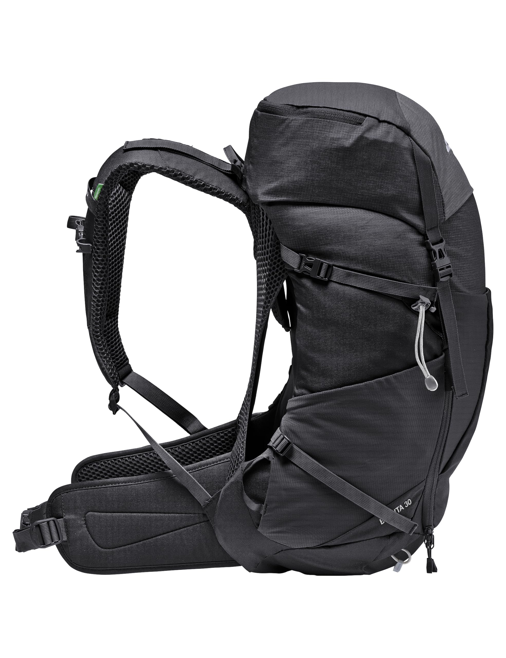 VAUDE Wanderrucksack Brenta 30 Liter, Damen & Herren, wasserabweisender Rucksack, komfortabler Trekkingrucksack mit integrierter Regenhülle, praktische Fächeraufteilung, black