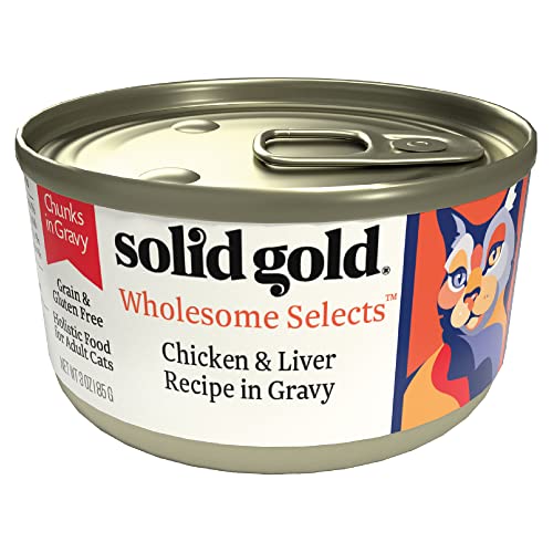 Image of Solid Gold Wholesome Selects Wet Cat Food - Chicken Liver Chunks - Canned Cat Food, 24 Pack