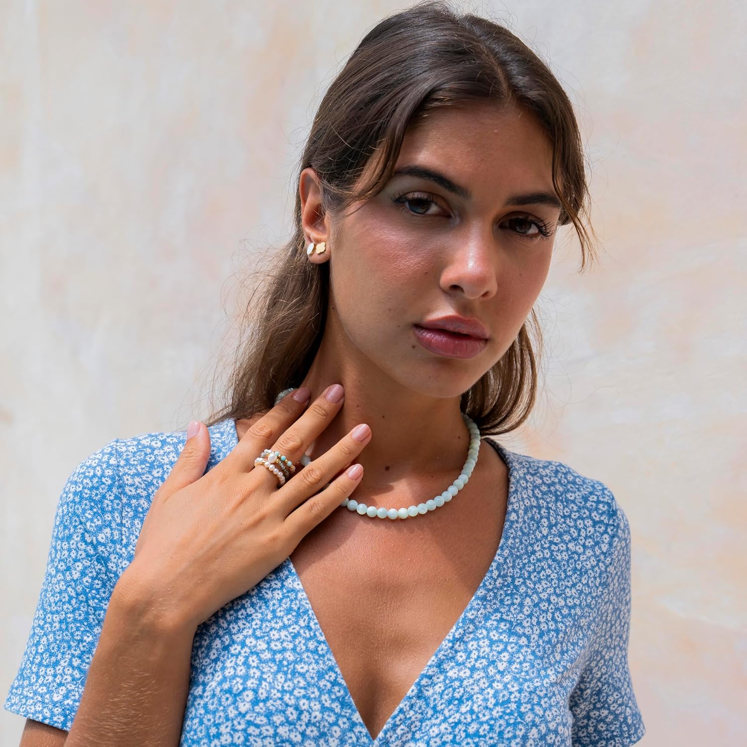 Made by Nami Elastic Pearl Ring for Women Real Freshwater Pearl Adjustable Band Handmade Stacking Beaded Ring Minimalist Boho Statement Jewelry for Everyday Wear or Special Occasions