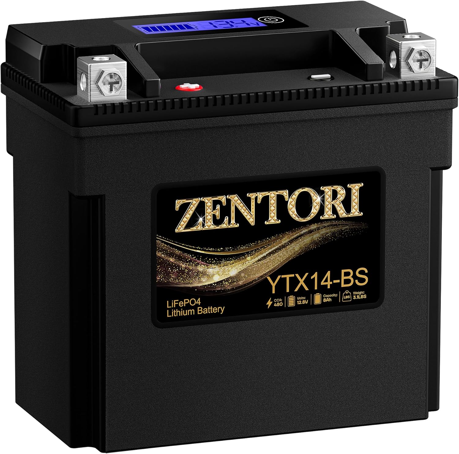YTX14-BS LiFePO4 battery 480CCA 8Ah, Replaces GYZ16H CTX14-BS, Fit for ATV UTV Jet Ski Snowmobile Riding Lawn Mower Compatible with Sportsman 500, TRX420, Raptor 700, R1200GS