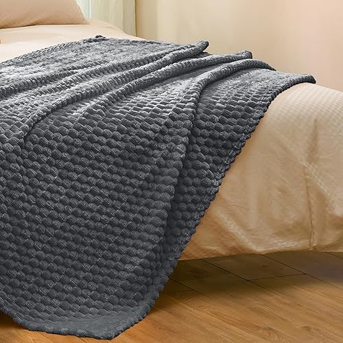 Vista 511 de Vessia Manta de franela de forro polar, 300GSM, acogedora manta a rayas verde salvia para sofá, cama y sofá, cálida y suave, acogedora manta