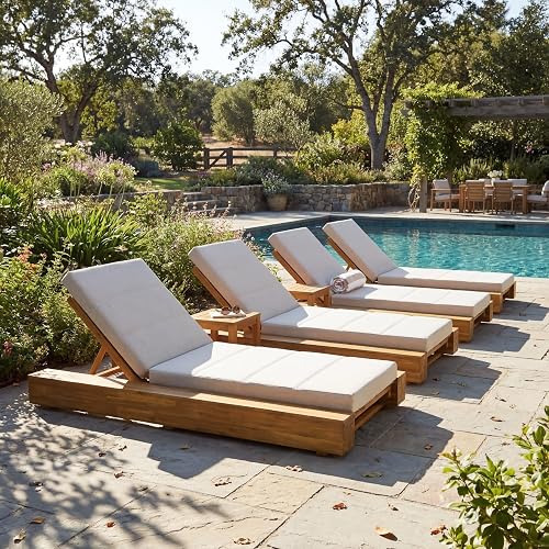 Tory Acacia Wood Chaise Lounge Chair Outdoor Set of 4,