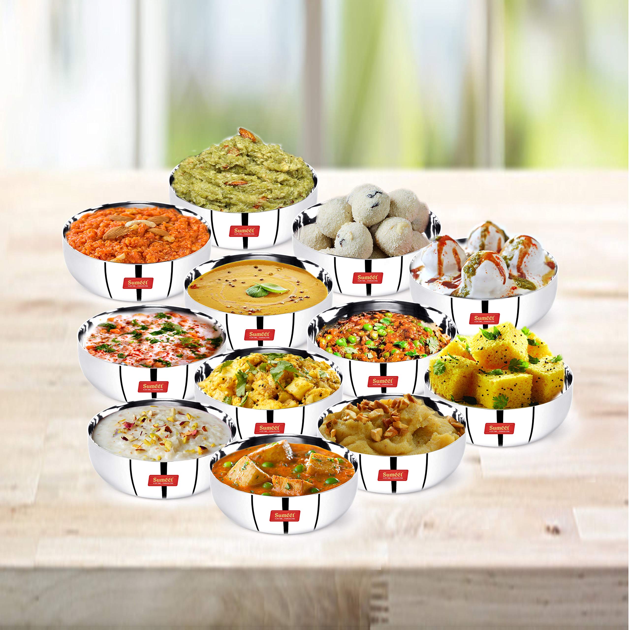 Sumeet Stainless Steel Apple Shape Heavy Gauge Mini Dessert Plates with Mirror Finish -10Cm Dia, 200ml Capacity - Set of 12 Pcs, Silver - Image 2 thumbnail