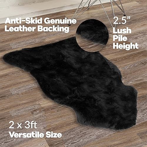 Miniatura 6 de Alfombra de piel de oveja natural con pelo grueso y exuberante de 2.5 pulgadas, alfombra de piel de oveja hipoalergénica con parte trasera