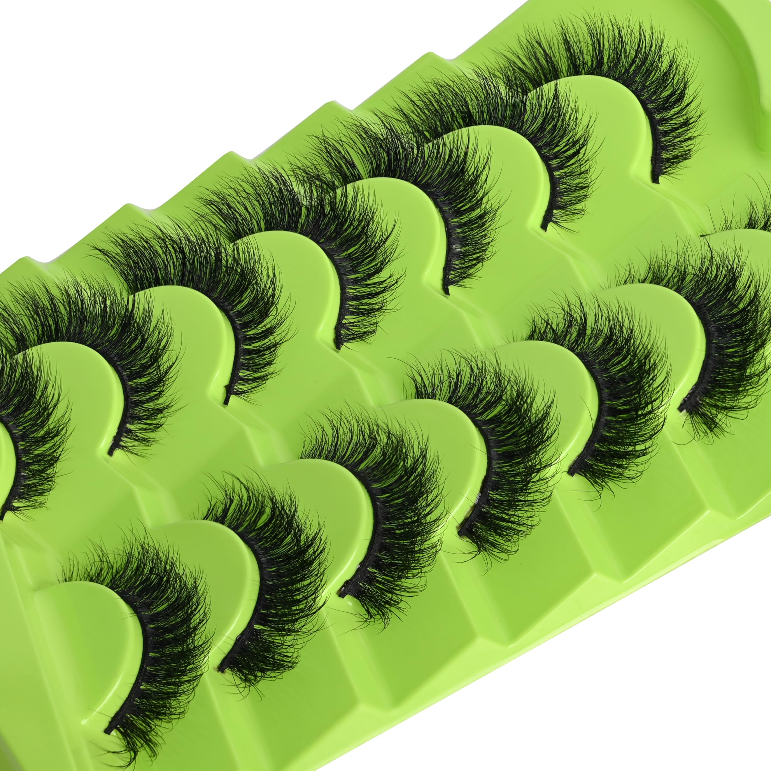 Mink Lashes Wispy False Eyelashes 3D Volume Strip Lashes 15mm Cat Eye Faux Mink Lashes 7 Pairs Fake