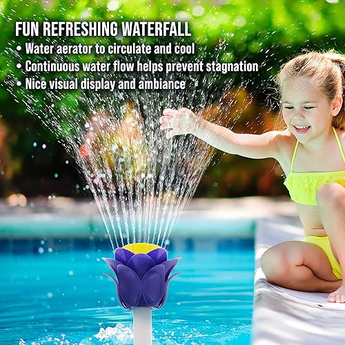 Miniatura 6 de U.S. Pool Supply Fuente de pulverización de cascada en forma de flor para piscina, distancia de espolvoreo ajustable, aireador de pulverización de