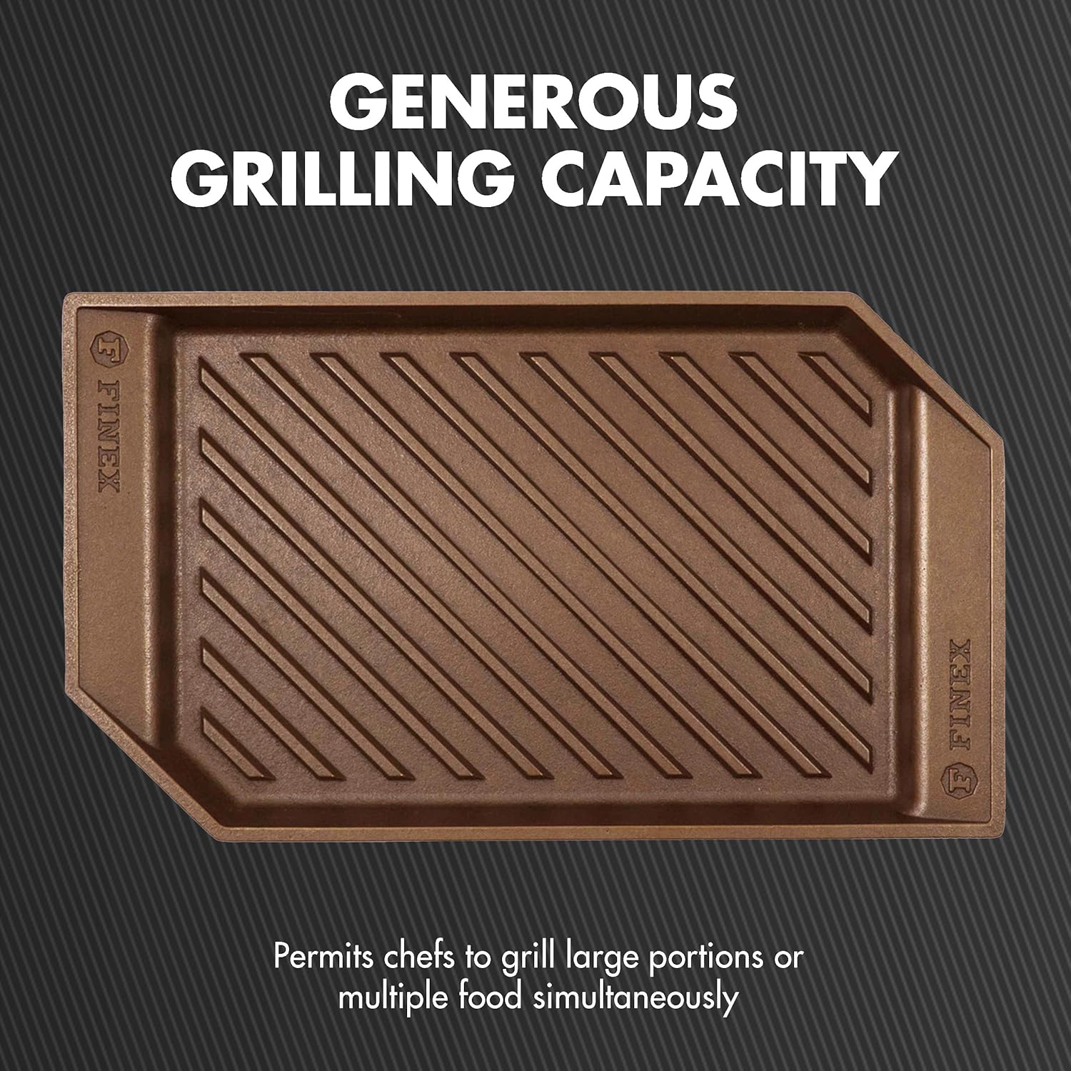 FINEX 15" Cast Iron Lean Grill Pan, Modern Heirloom, Handcrafted in the USA, Pre-seasoned with Organic Flaxseed Oil