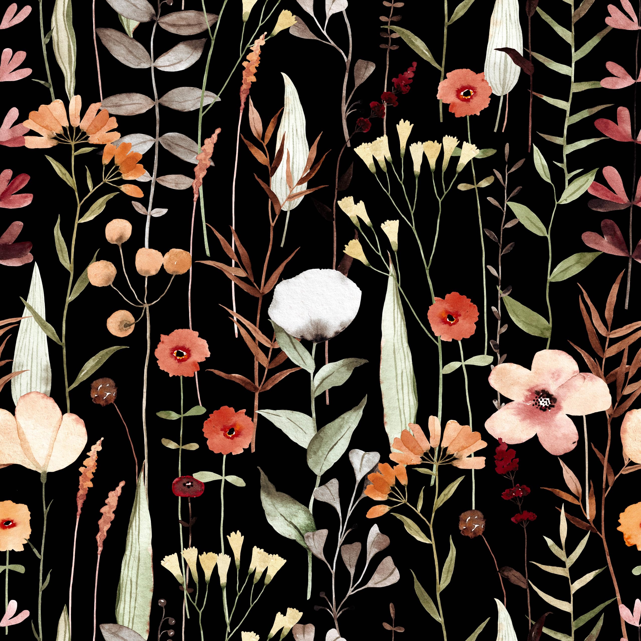 Boho Floral Peel and Stick Wallpaper 17.71in X 236.2in Self Adhesive Removable WallPaper White/Pink/Orange Flowers Contact Paper Waterproof Decorative