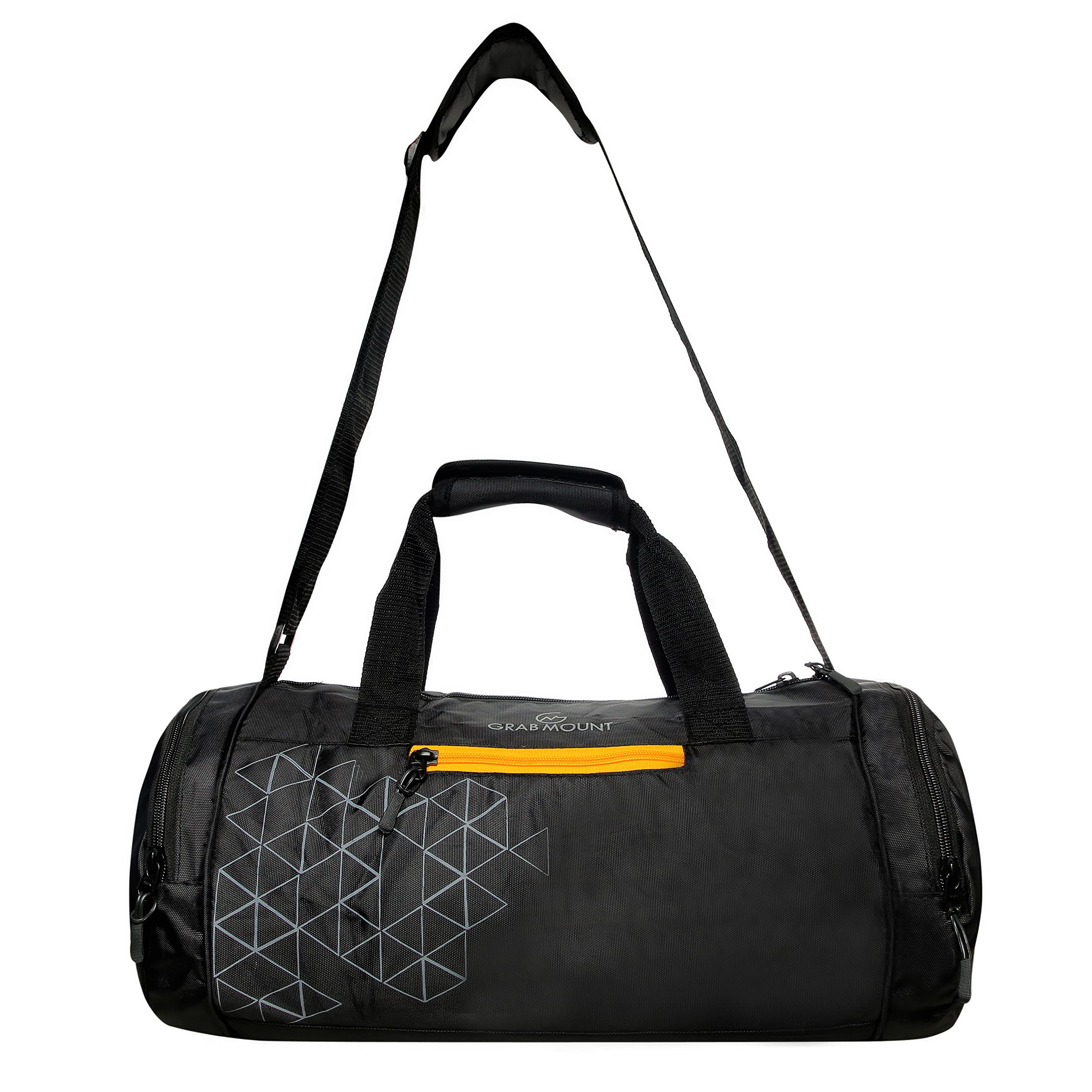 Polyester 26 cms Gym Bag for Mens Travel Sports Duffel Bags with Separate Shoes Compartment - Black (Black)-image-11