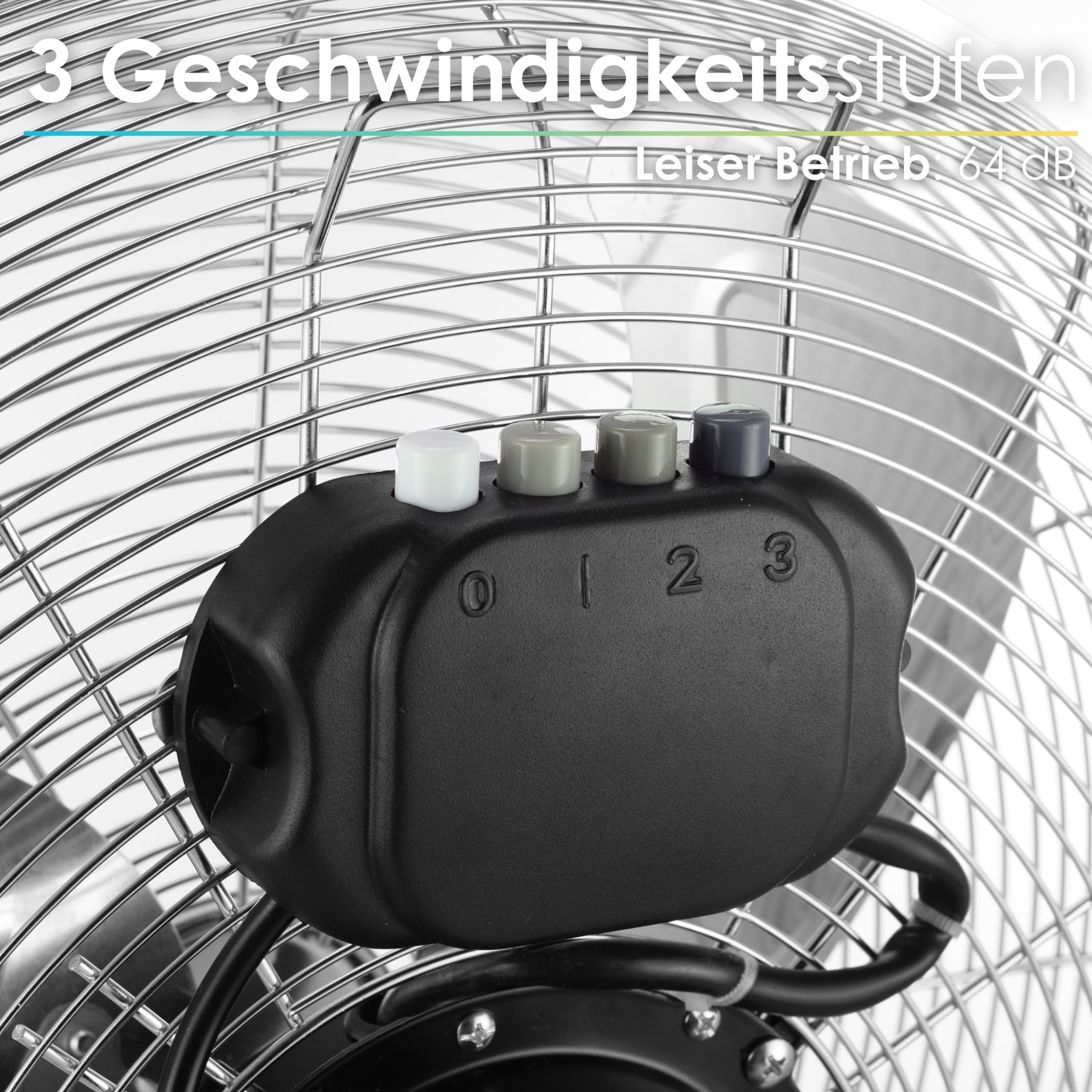 Echos Bodenventilator 46 cm 102 m³/min 1250 U/min 3 Geschwindigkeitsstufen Vollmetall