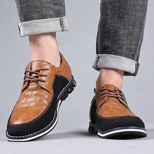 Miniatura 6 de Cosidram - Zapatos de piel informales y lujosos para hombre, cómodos, estilo mocasín, bajos y modernos con agujetas, color negro y marrón para