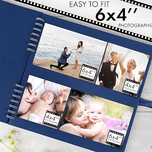 Vista 157 de Bstorify Álbum de recortes de 10 x 10 pulgadas, 70 páginas, protectores de esquina de papel kraft grueso negro, cierre de cinta, ideal para tus