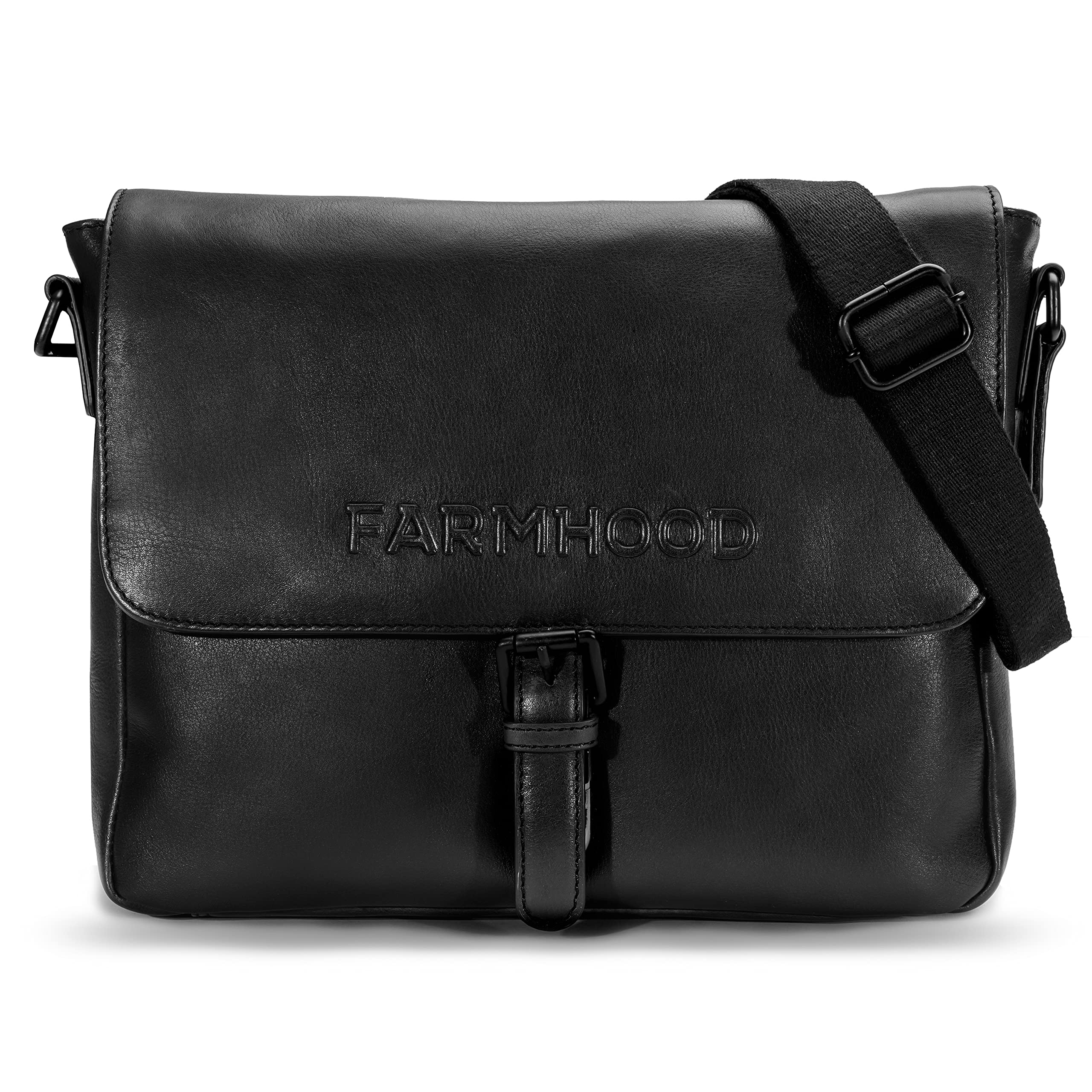 Sac Bandoulière Farmhood Memphis En Cuir Marron Foncé - Sac à épaule Ajustable Femme - Neuf Avec étiquettes