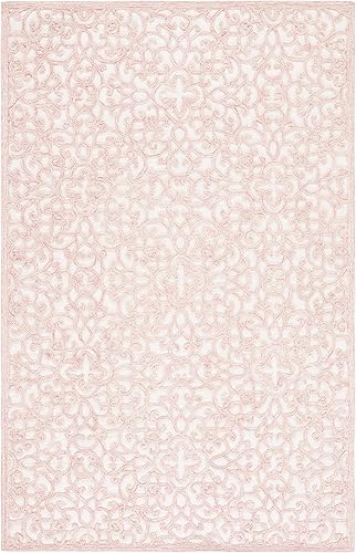 Miniatura 3 de MARTHA STEWART x Safavieh MSR3513U - Alfombra de lana de desplazamiento francés hecha a mano de 6 x 9 pies, color marfilrosa