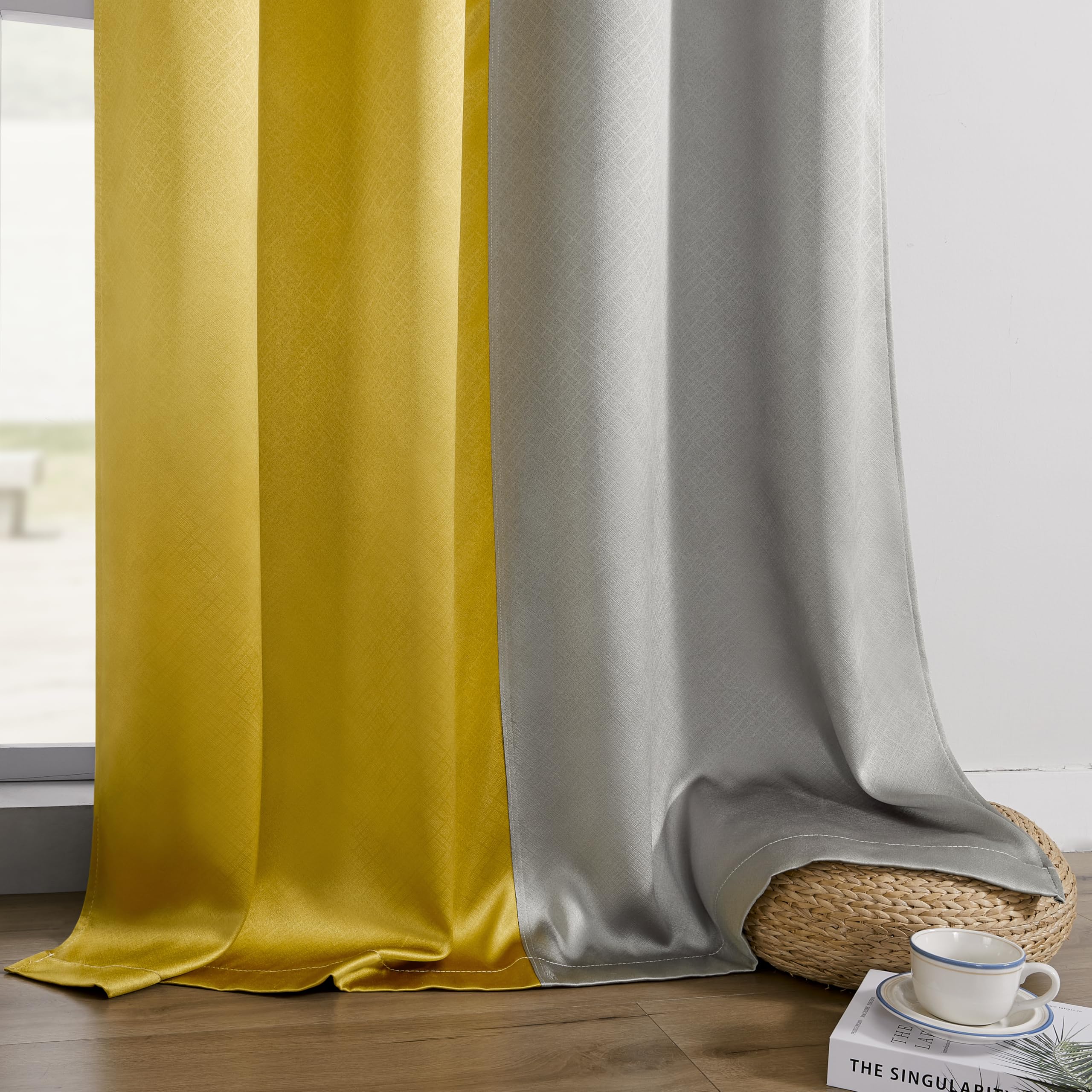 Amazon.com: F-CHU Gold Curtains for Living Room Grey and Gold 