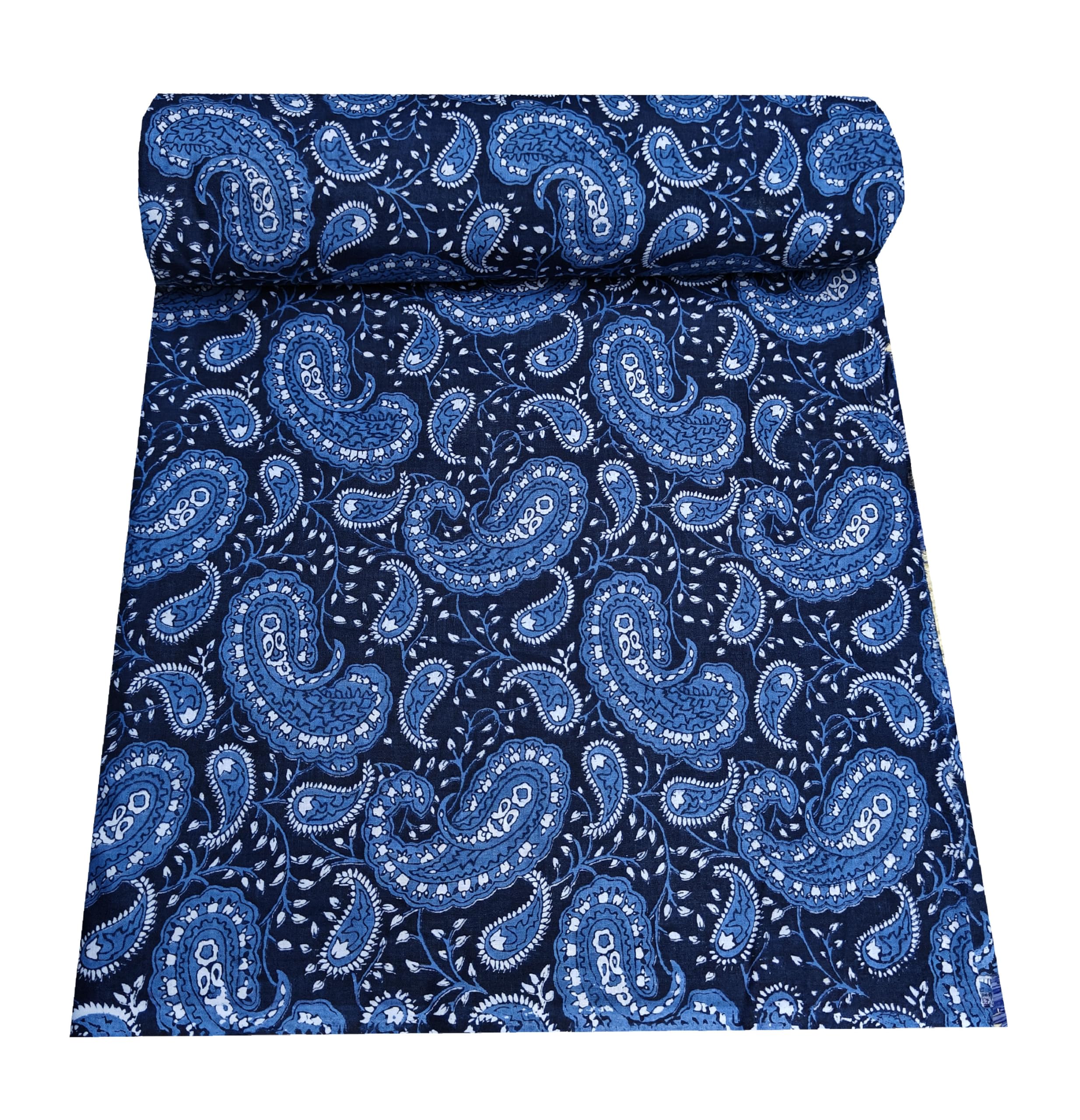 Cotton Fabric Material Sanganeri Printed Hand Print Cotton Fabric Print Women Dress Material Running Jaipuri Women Dress Material Kurtis Natural 43" Inches (2.5 Meter)-image-8