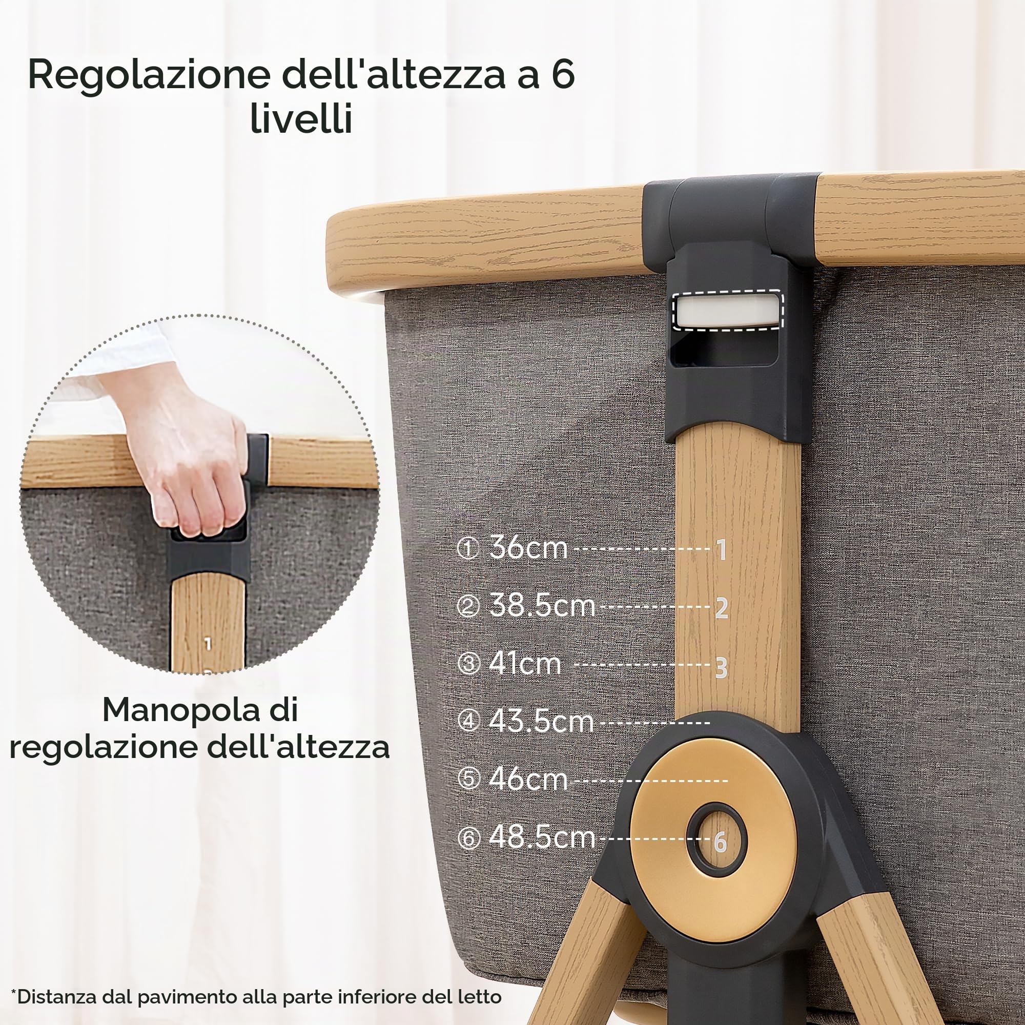 Maydolly Beistellbett 3 in 1 Lettino Portatile per Bambini con Rete Traspirante e Lenzuolo, Carrozzina Regolabile Lettino. (grigio)