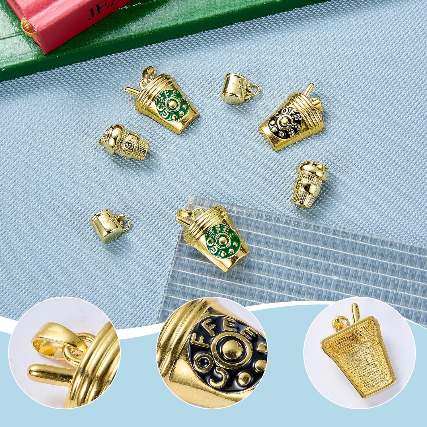 8 Pcs Coffee Cup Charms for Jewelry Making Brass Cup Pendants for Bracelets Necklace Craft Making - Image 4