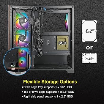 Amazon.com: AZZA CSAZ-491 Neptune/Gaming/ATX Mid-Tower/Computer