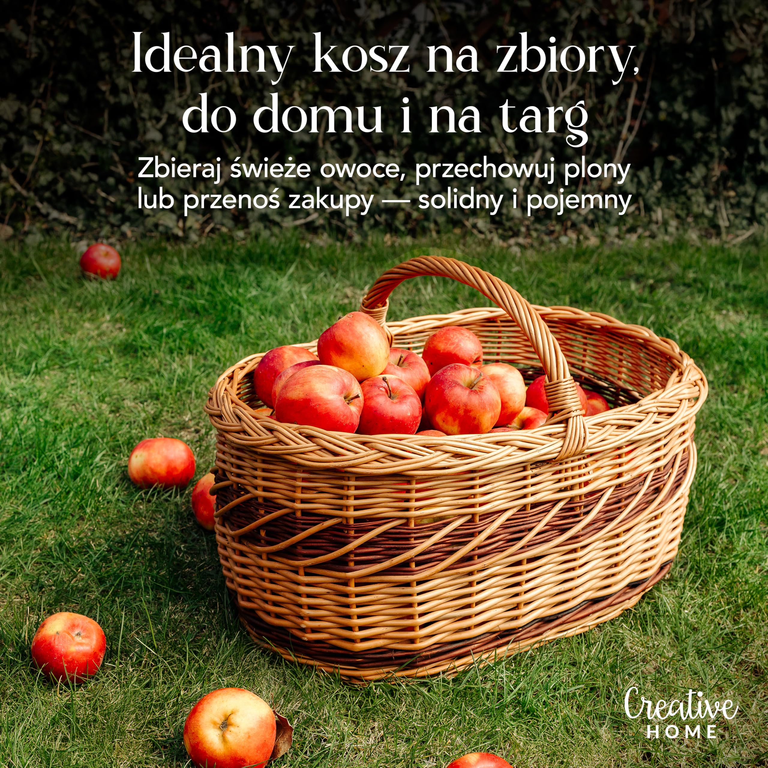 Creative Home Kosz Wiklinowy na Zakupy z Uchwytem i Oplotem 52x35x36cm