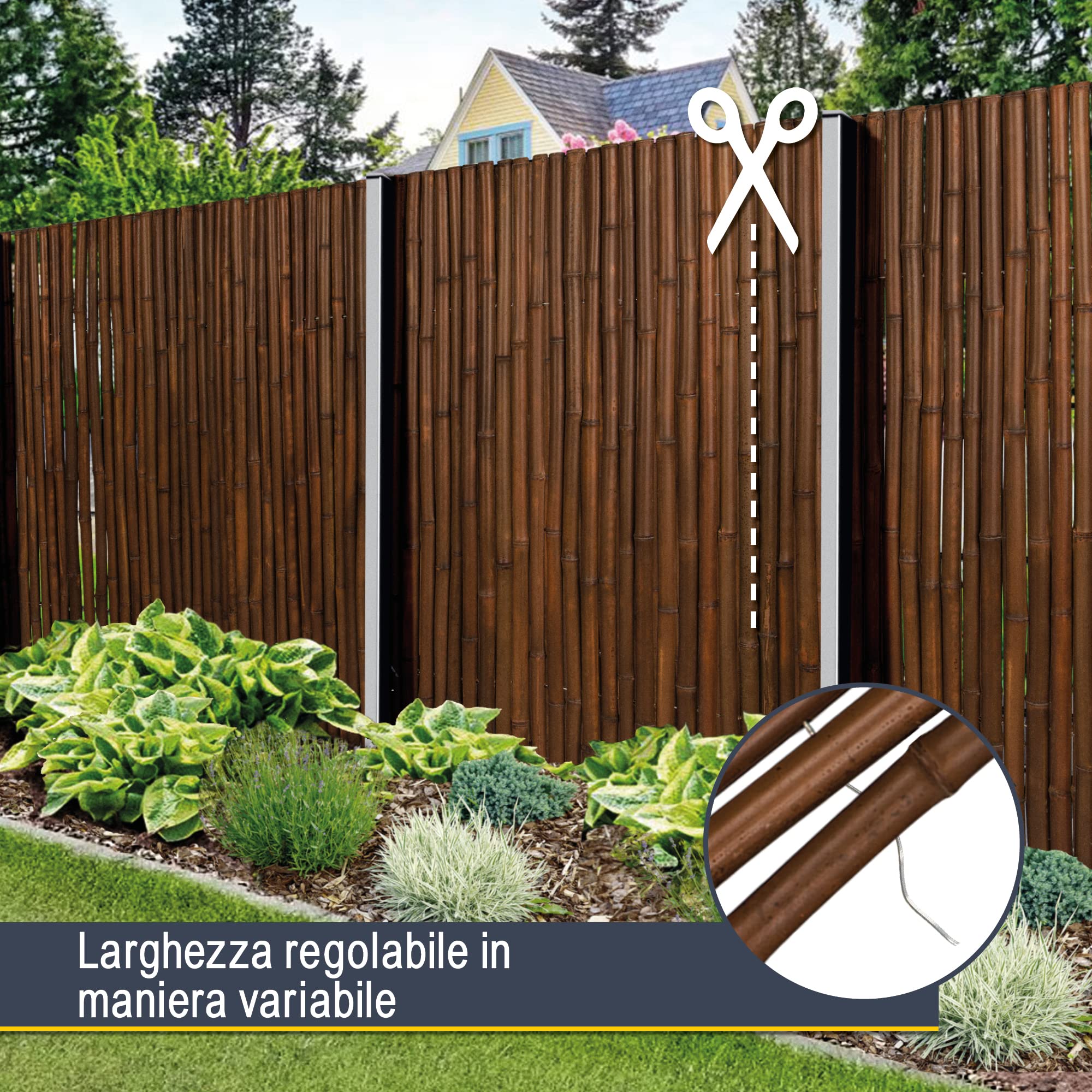 Sol Royal Premium Bamboo Fence 180x250cm B23 Dark Brown - canne di bambù indurite di Alta qualità Ø 2-3cm, Recinzione in bambù Resistente alle intemperie per Uso Interno ed Esterno