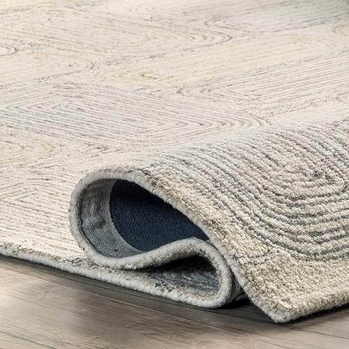 Miniatura 4 de nuLOOM Esme - Alfombra de lana copetuda con azulejos geométricos a mano, 4 x 6, beige