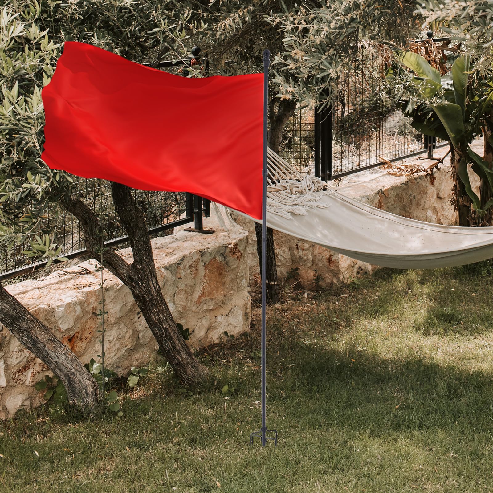 SOIMISS Mât de Drapeau 8 Pieds en Acier Inoxydable, Base à 5 Broches