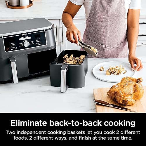 Miniatura 5 de Ninja DZ401 Foodi - Freidora de aire 6 en 1 DualZone XL de 10 cuartos de galón con 2 cestas independientes, combina con cocina y acabado inteligente