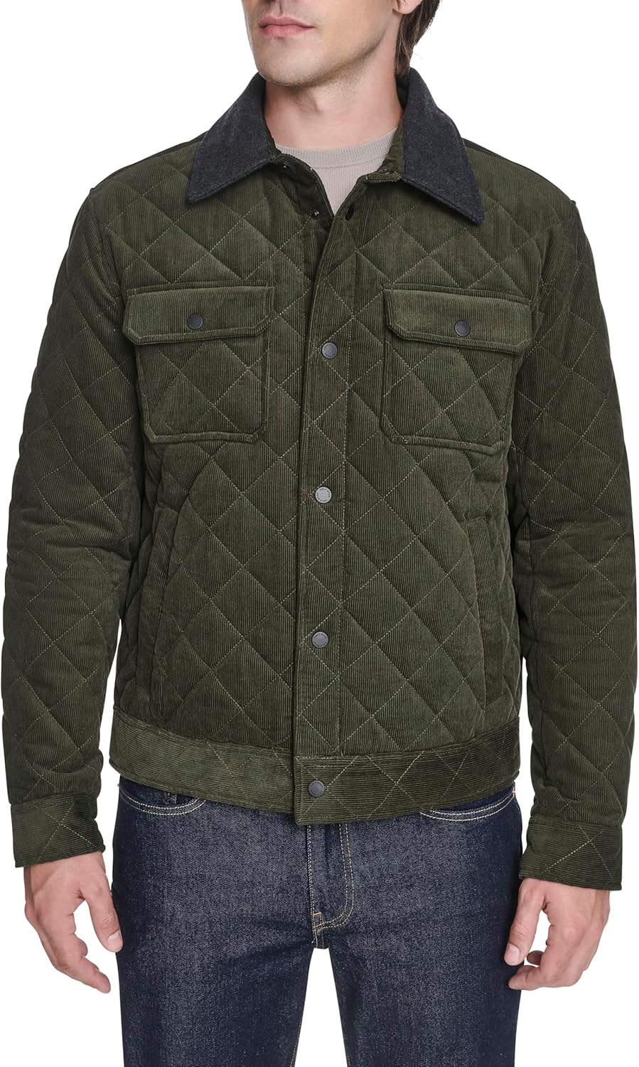 Cole Haan Men's Diamond Quilt Corduroy Barn Jacket