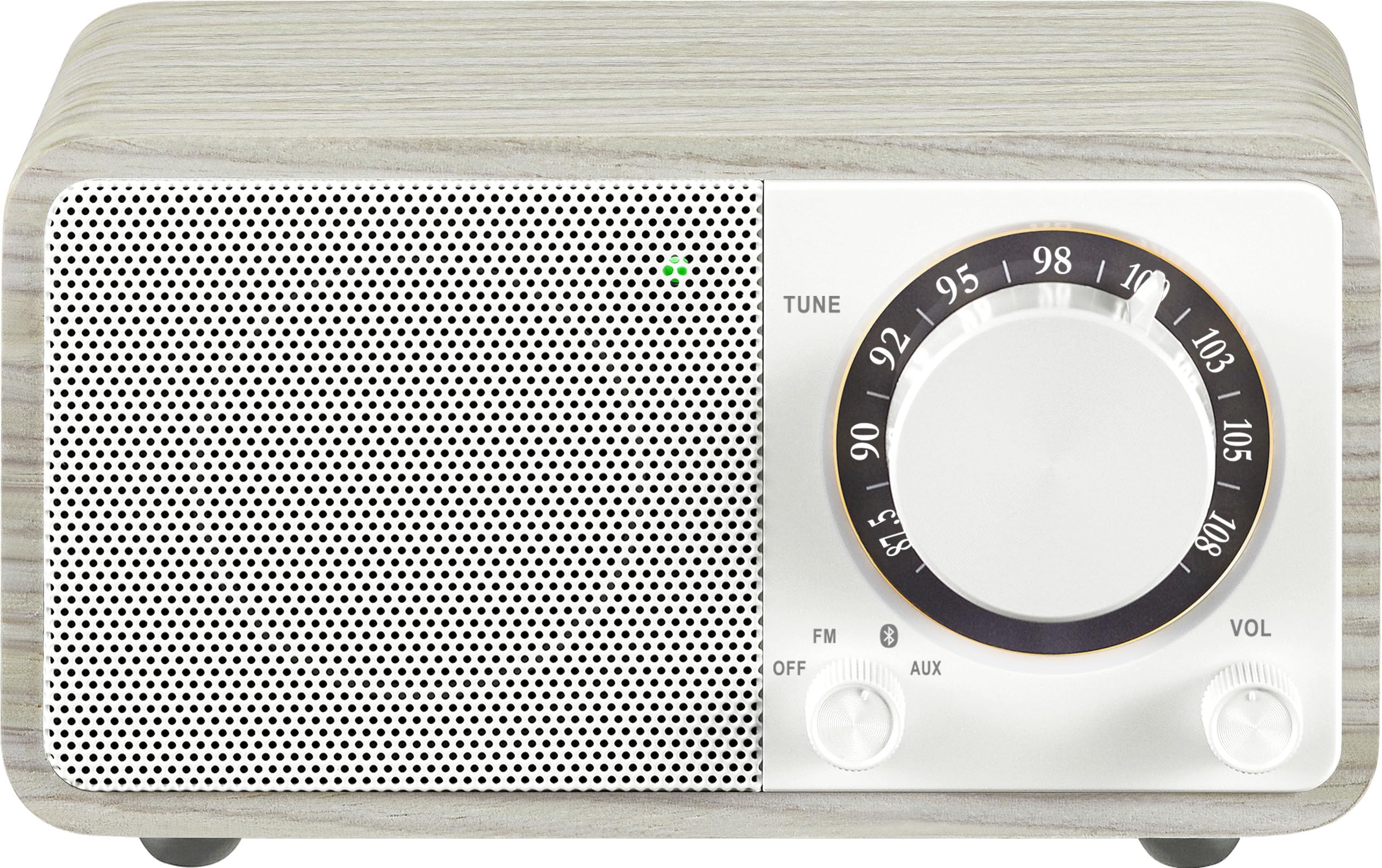 SANGEAN WR-7 Plus (2.ª generación) – Radio retro compacto con altavoz Bluetooth, recepción FM, batería integrada, diseño portátil y carcasa de madera auténtica, roble Moonlight