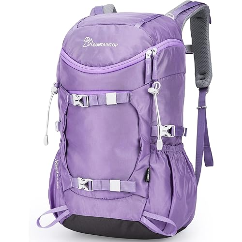 MOUNTAINTOP 28L Hiking Backpack for Women Outdoor Backpack for Camping Cycling and Traveling, 20.5×12.2×6.3 IN, Purple