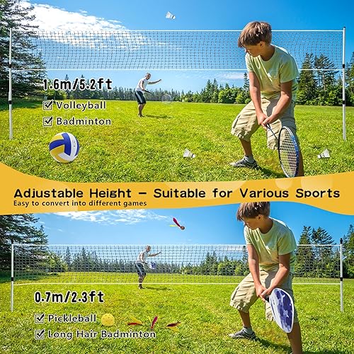 Miniatura 4 de Juego combinado de voleibol y bádminton al aire libre, tamaño oficial 5 balas de voleibol y raquetas de bádminton juego de 5 para juegos al aire