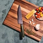 HexClad Couteau de chef, 8-Inch Lame en acier inoxydable de Damas japonaise, manche en bois de Pakka