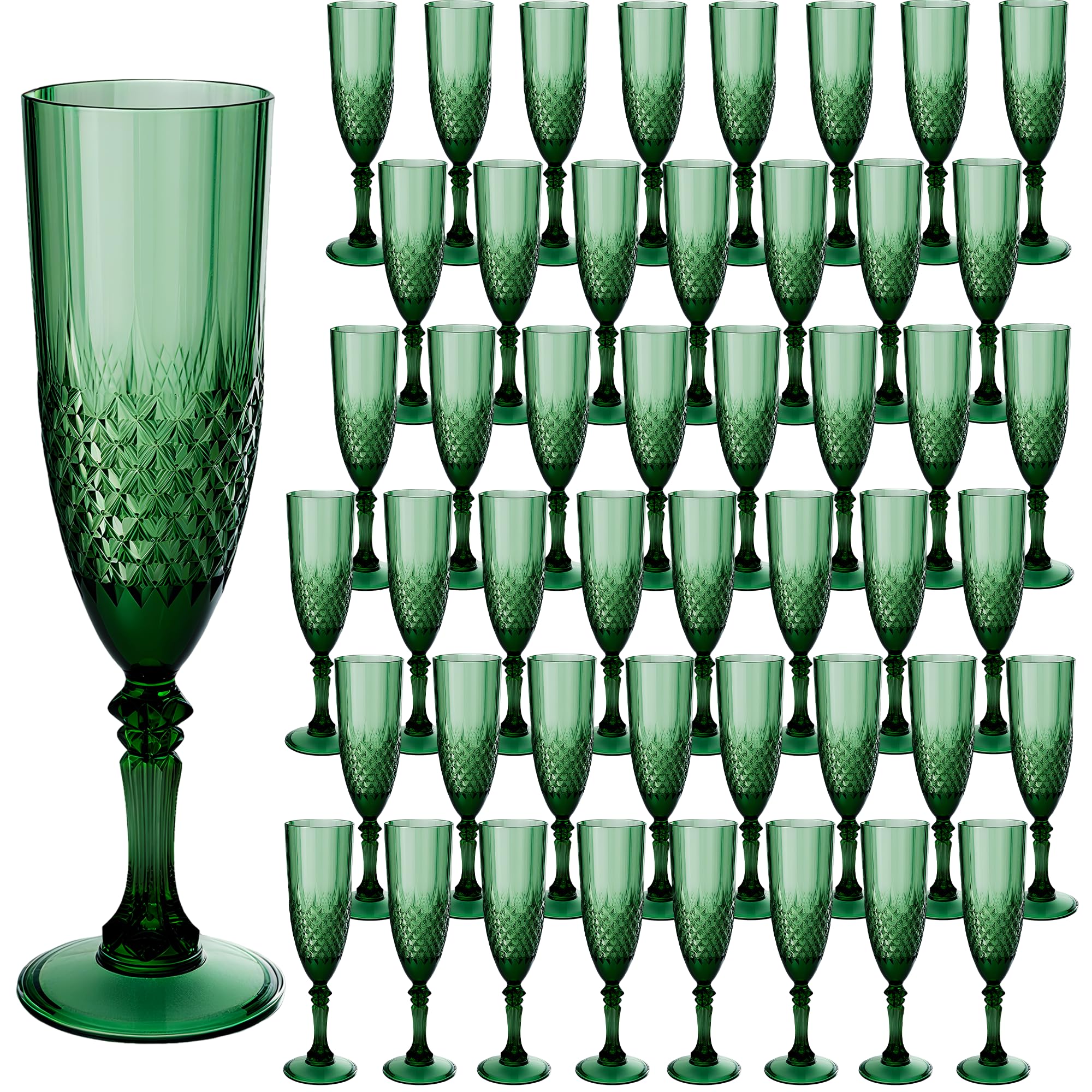 LEYIQU Plastic Champagne Flutes, Champagne Glasses Bulk, Reusable Unbreakable Acrylic Wine Glasses Goblets for Valentine’s Day Weddings Bachelor