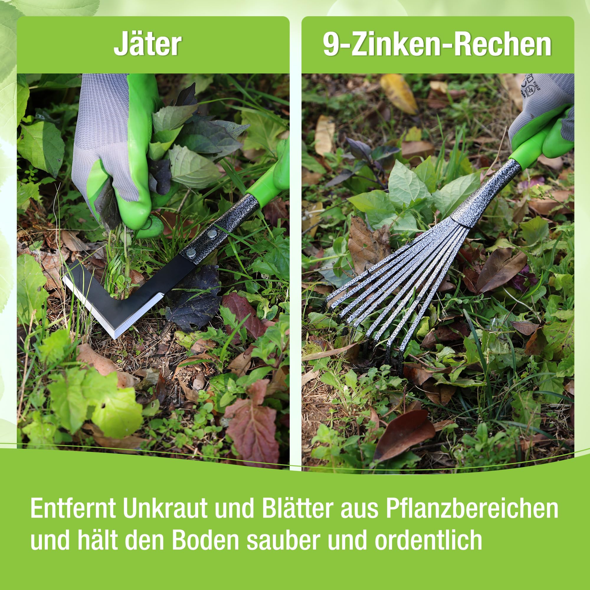 WORKPRO Gartenwerkzeug Set, 6 in 1 Gartengeräte Set mit Gehämmerter Oberflächenbehandlung, inkl. Jäter, Rechen, Hacke, Kelle – Robustes Garten Werkzeug Set für Gartenliebhaber