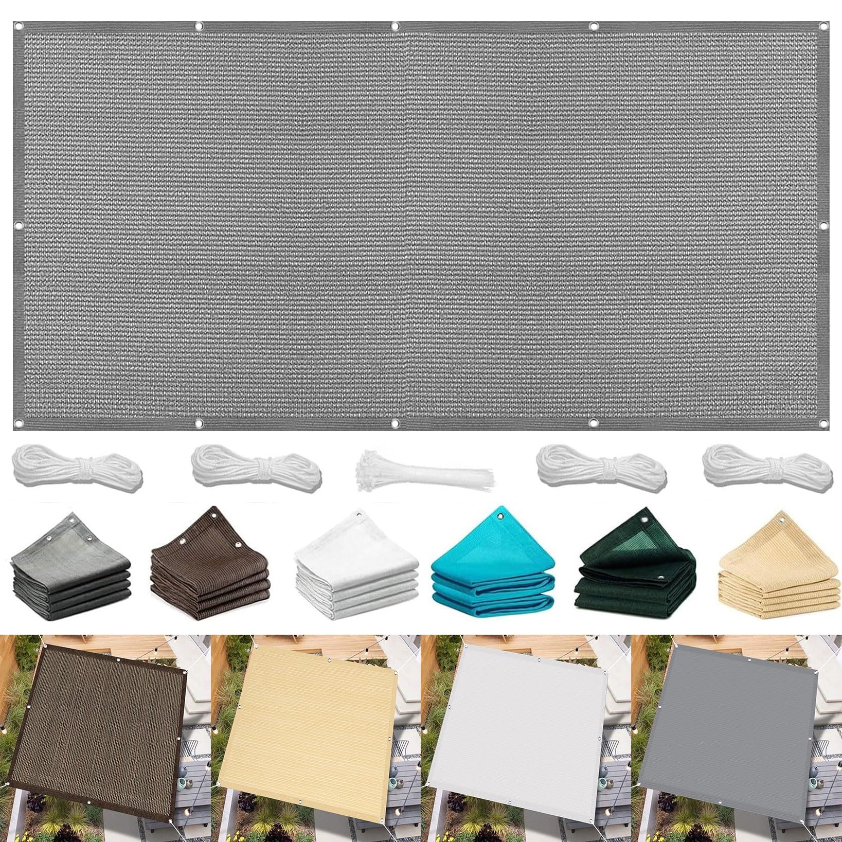 Voile d'ombrage anti-UV 98% respirant grand format 400x500 cm