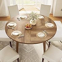 VASAGLE MAEZO Round Dining Table for 4-6, 47.2 Inch Circle Kitchen Table, Tapered Legs, Honey Brown UKDT091KB02S