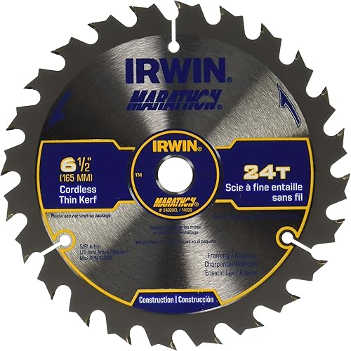 Miniatura 5 de IRWIN Tools MARATHON - Hoja de sierra circular inalámbrica de carburo, 6 12 pulgadas, 18T (24020)