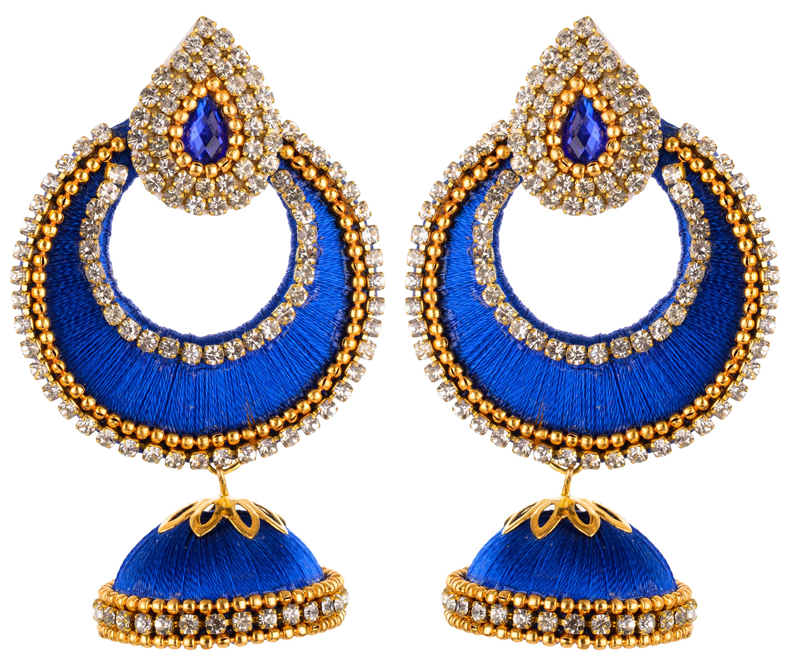 CBCOLLECTIONS Blue Plastic Jhumki Earrings for Women (CB114)