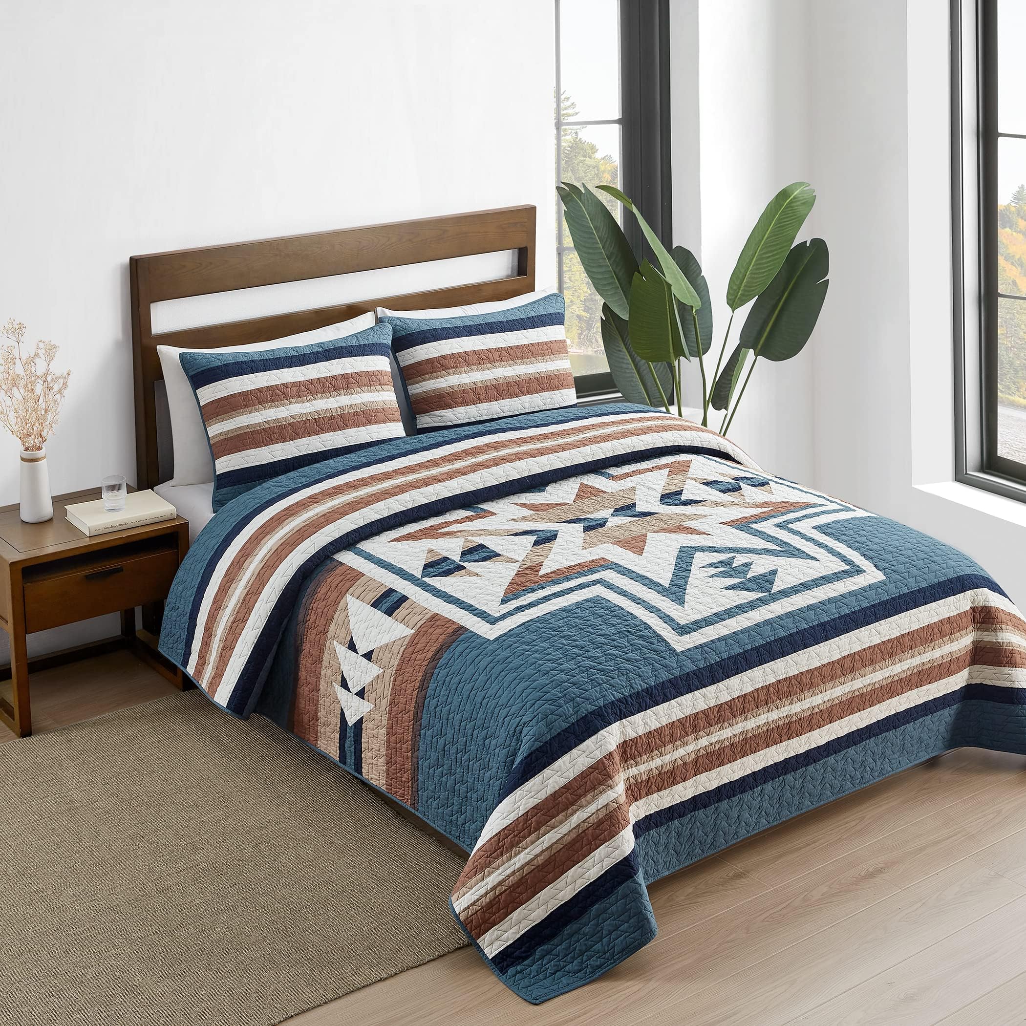 Amazon.com: Pendleton Blue Twin Comforter Set, Geometric Western