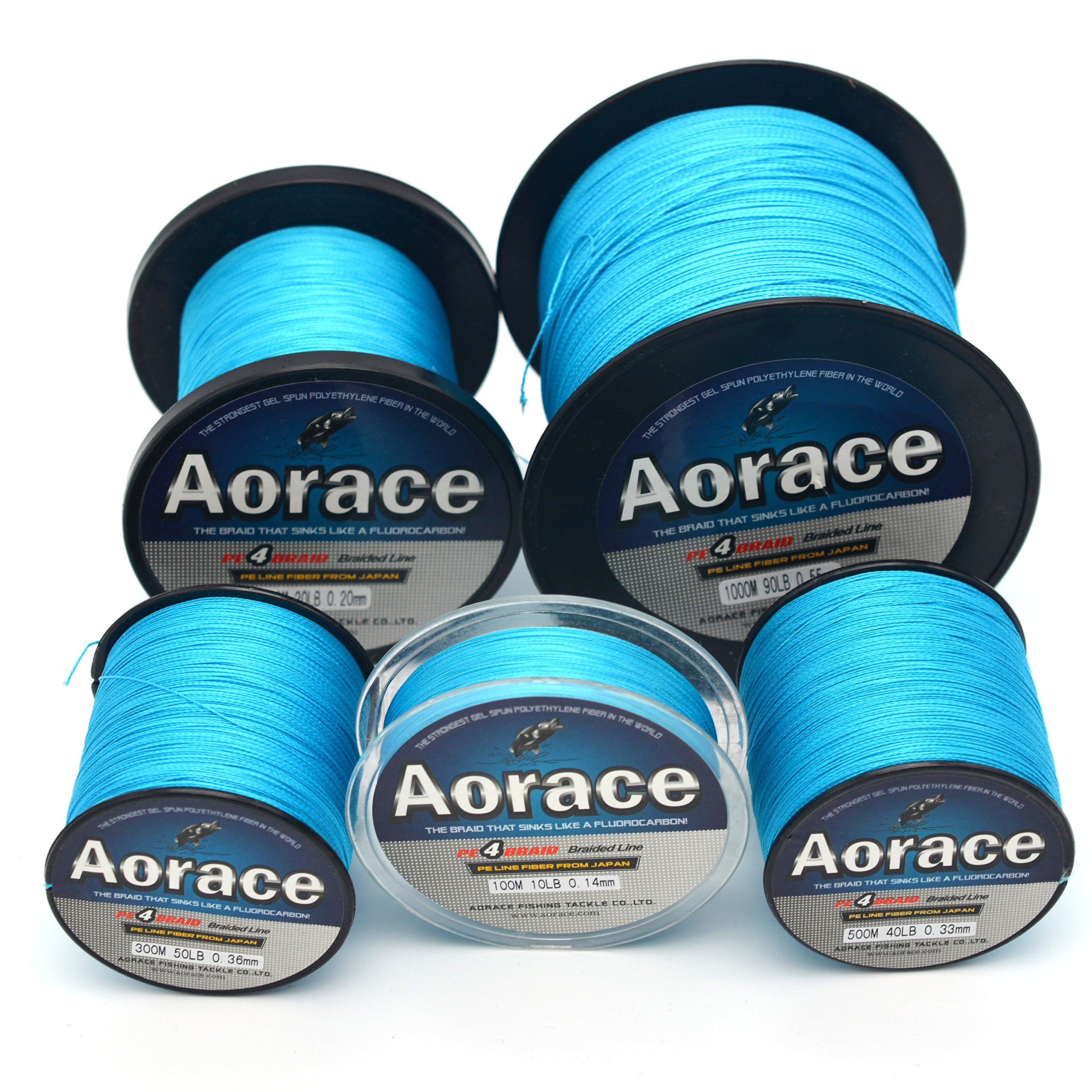Aorace Braided Line Blue Color Braided Fishing Line 4 Strands 100M-1000M Braid Fishing Line 8Lb Super Strong Braid Line PE Line