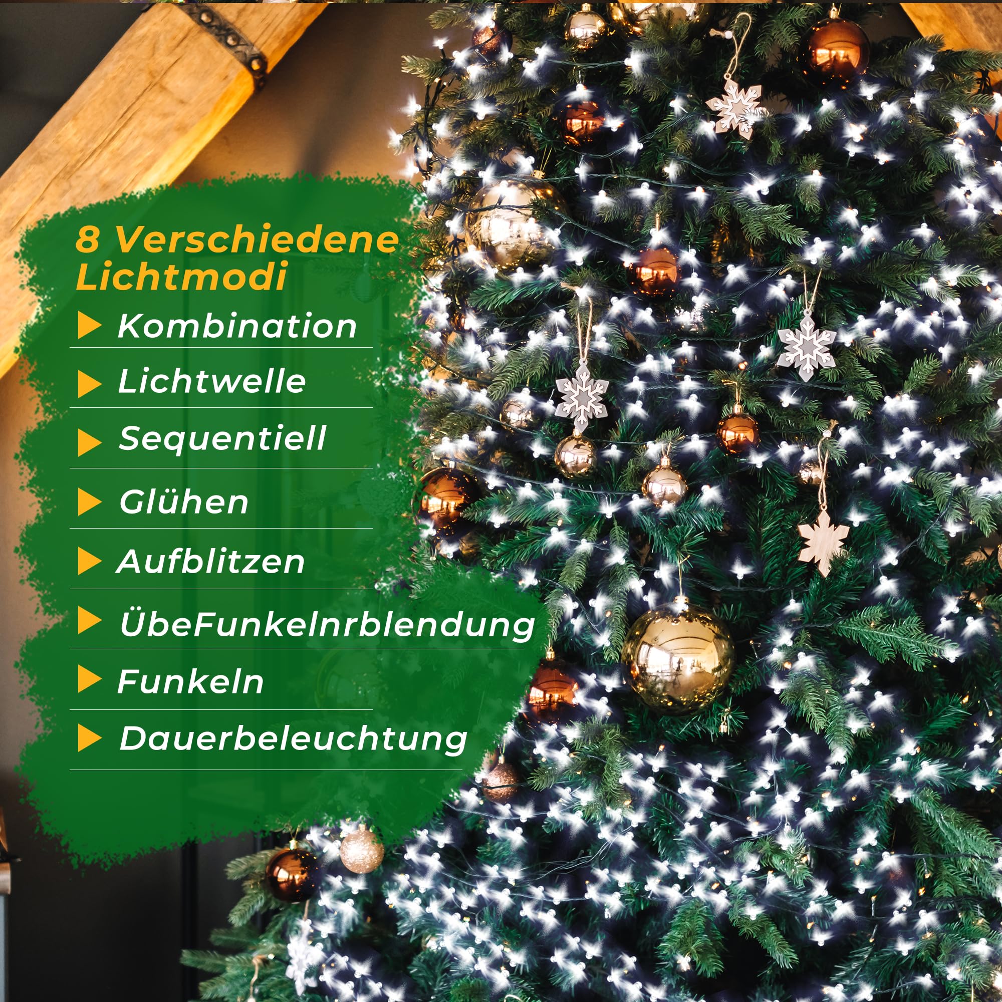 LED Lichterkette Außen, 100 m 800 LED Weihnachtsbaum Lichterkette, 8 Modi LED Lichterkette Innen mit Timing- und Speicherfunktion Für Weihnachten, Party, Hochzeit, Garten, Balkon Deko (Kaltweiß)