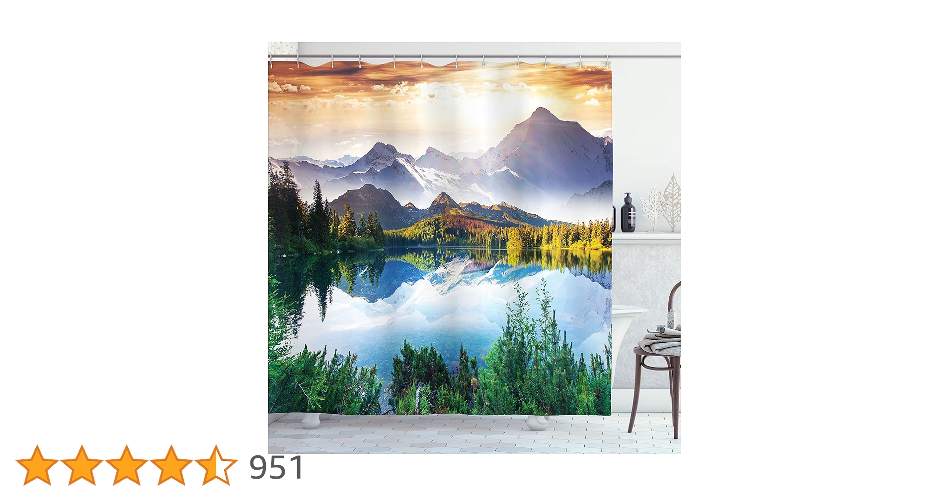 A.Monamour Starfish Seashells On Sandy Beach Blue Sky White Clouds Blue Ocean Nature Landscape Waterproof Long Fabric Polyester Shower Curtain Set With Hooks, No Liner Needed 180x200 Cm / 72"x78