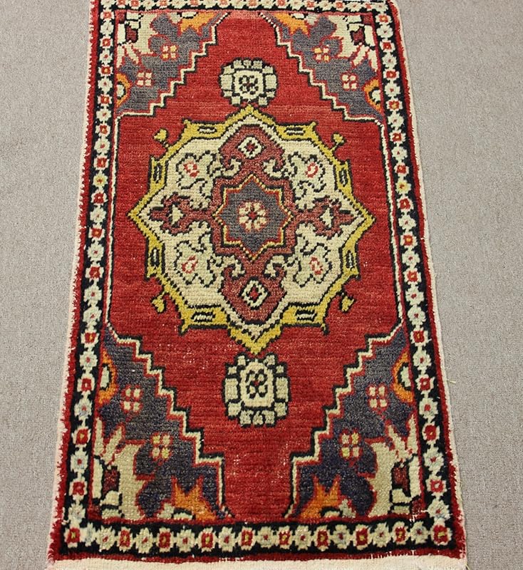 Handmade Vintage Doormat Small rug 2,8x1,6 feet Area rug