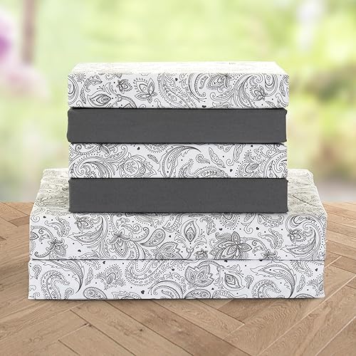 Vista 73 de Elegant Comfort - Juego de sábanas de lujo suaves con patrón Bloomingdale - 1500 hilos de microfibra de calidad premium de hotel, resistente a