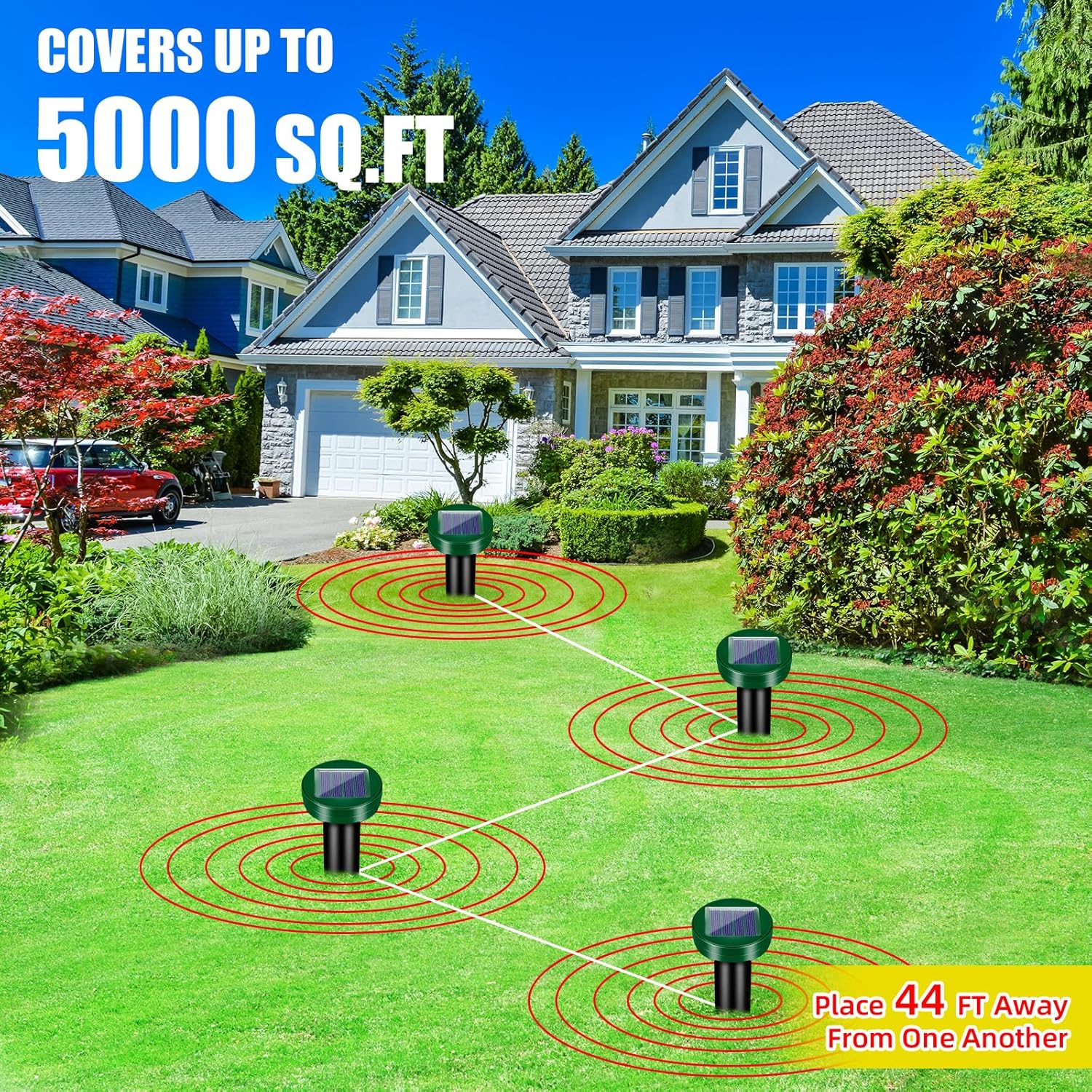 2026 Mole Repellent Solar Powered,Snake&Skunk&Vole&Gopher&Armadillo& Groundhog&Chipmunk Repellent for Yard,IP65 Waterproof Outdoor Solar Mole Repellent Ultrasonic for Lawns Garden 8Pack